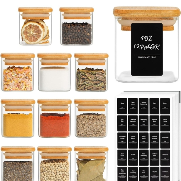 12pc Spice Jars with Bamboo Lids - Picture 9 of 9